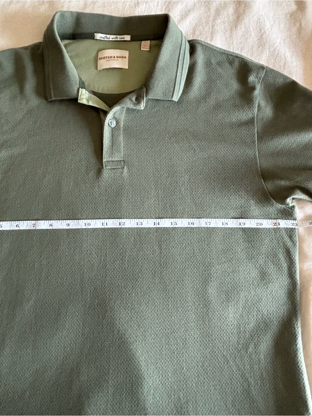 Scotch & Soda Amsterdam | Olive Green Short Sleeved Polo Shirt | Size L - Picture 5 of 6